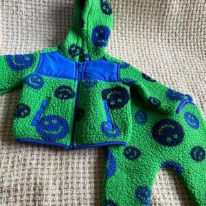 Old Navy Blue & Green Smiley Face Matching Set, Sherpa